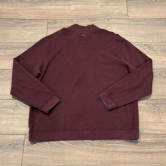 Tommy Bahama Quarter Zip Pullover Sweater Mens Size XL Burgundy Red Long Sleeve - Picture 4 of 5
